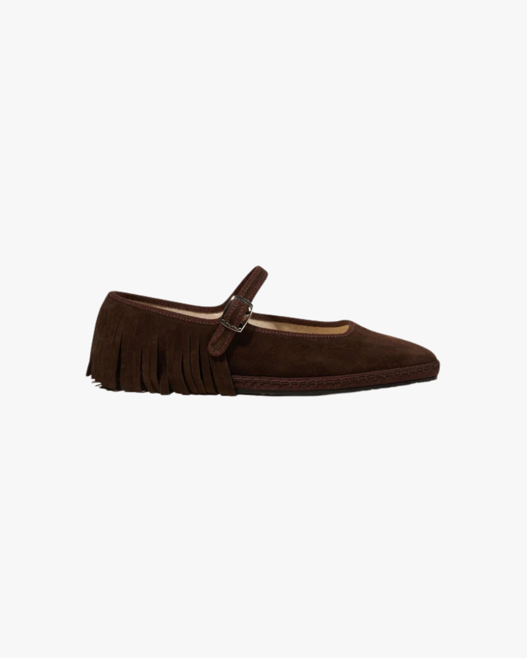 Mary Jane Friulane Ballerina With Fringe and a Squared Toe