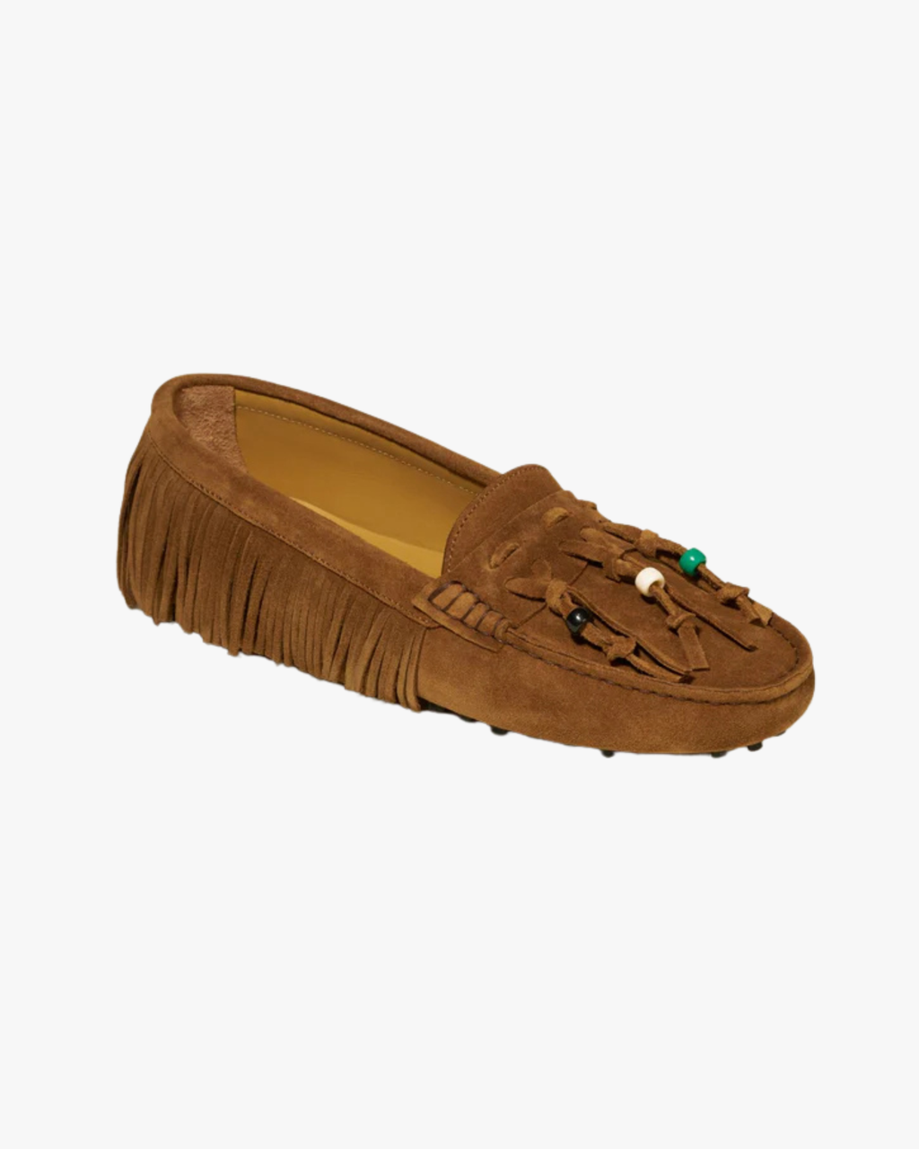Emily Suede Shoe Sole With Fringe And Beads
