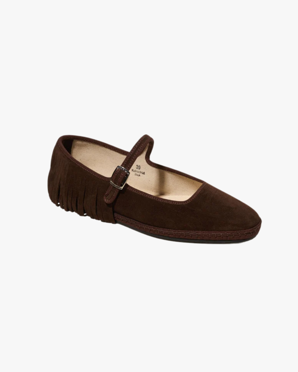 Mary Jane Friulane Ballerina With Fringe and a Squared Toe