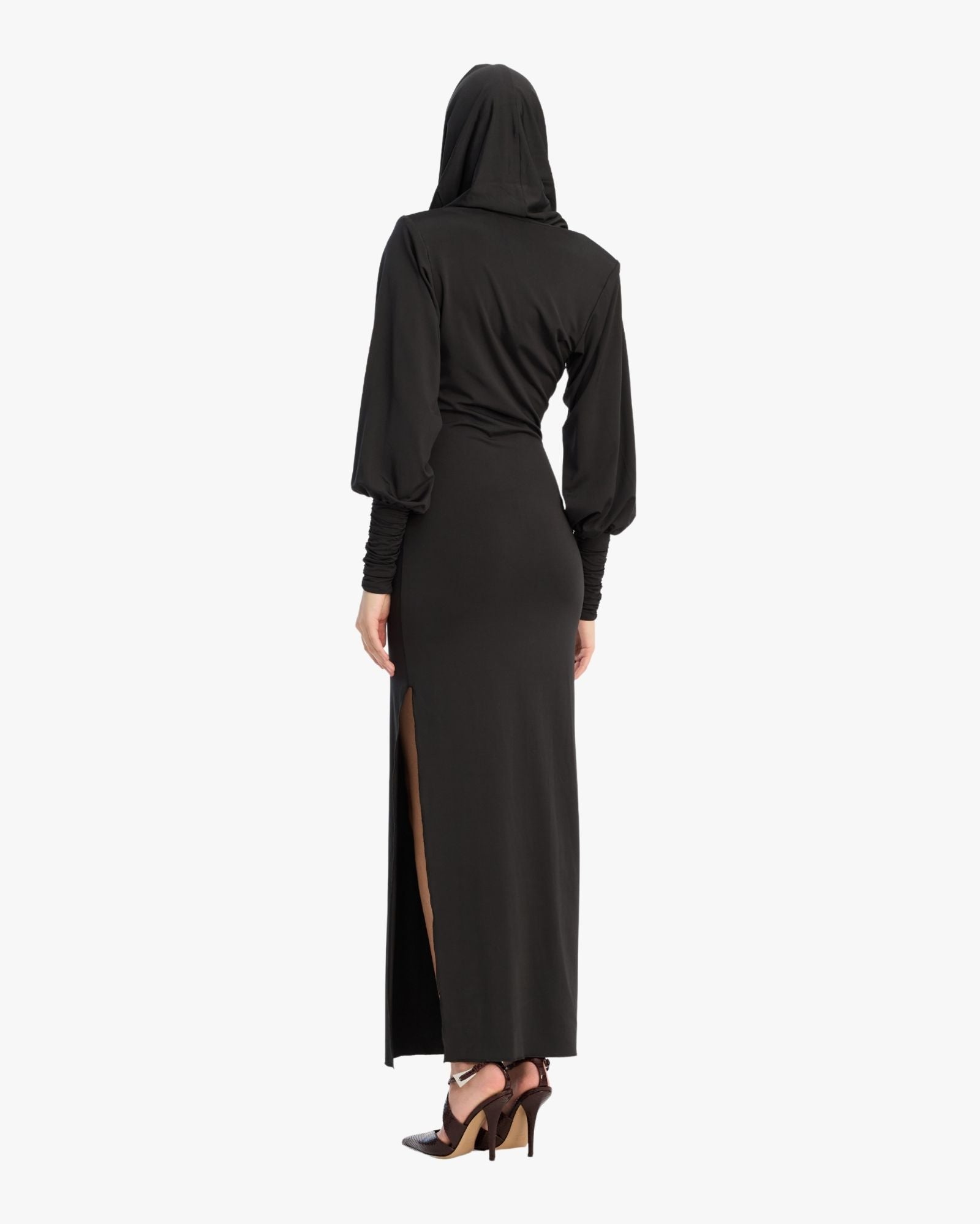 Slinky Hooded Dress Black