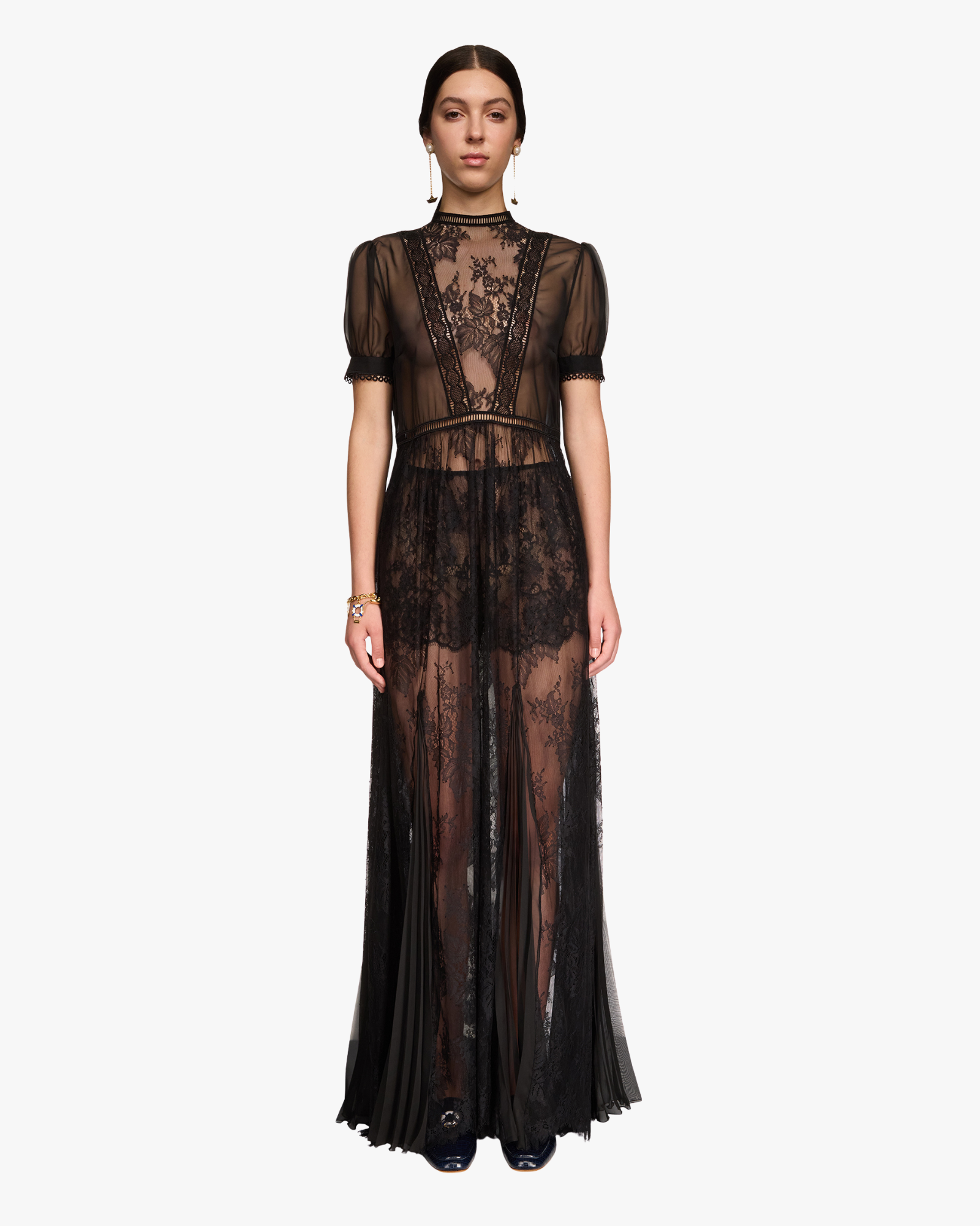 Long Dress with Interlocking Trimmings