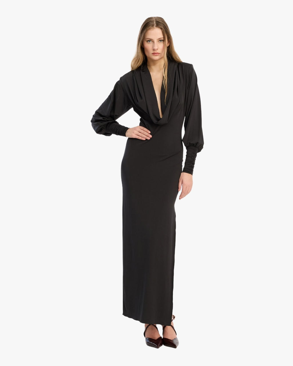 Slinky Hooded Dress Black