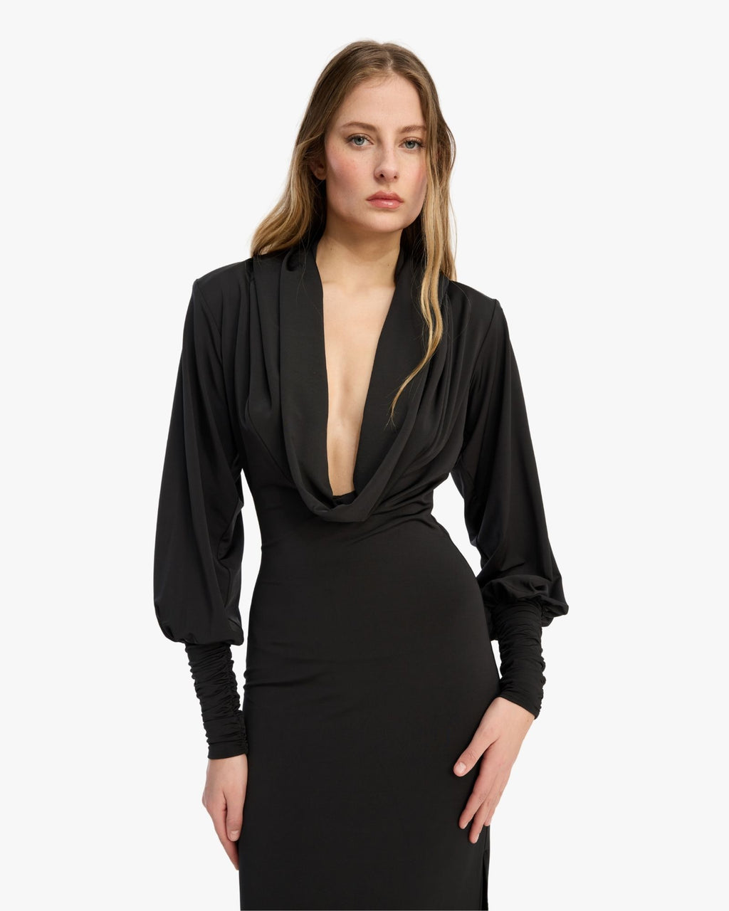 Slinky Hooded Dress Black