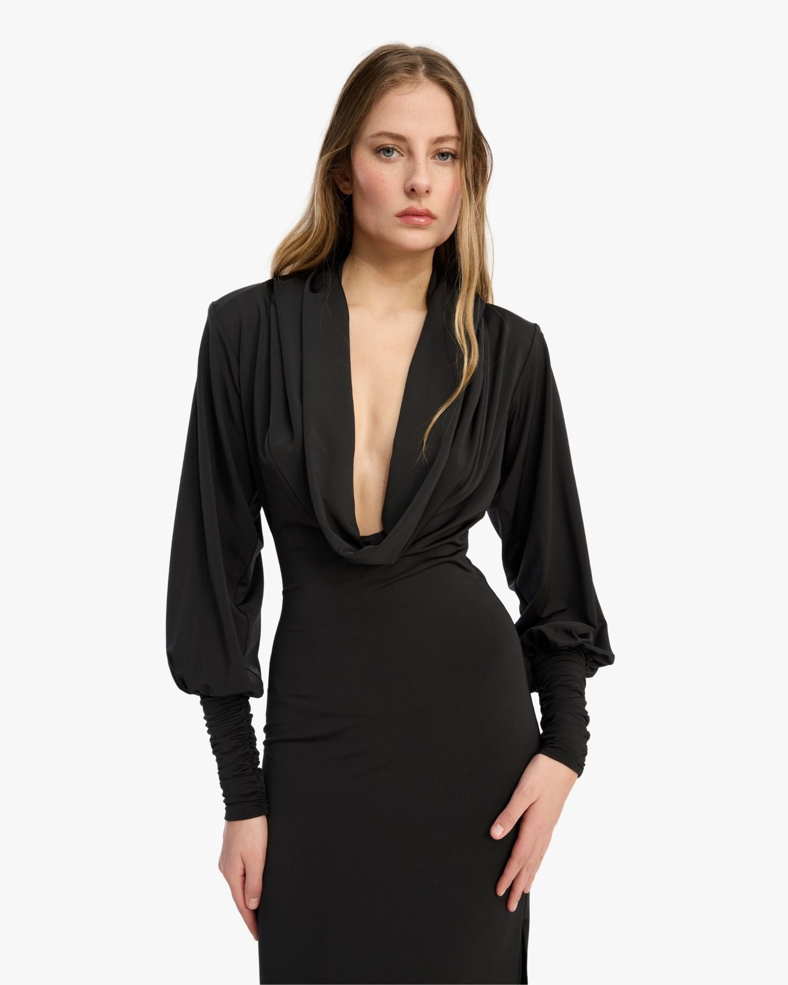 Slinky Hooded Dress Black