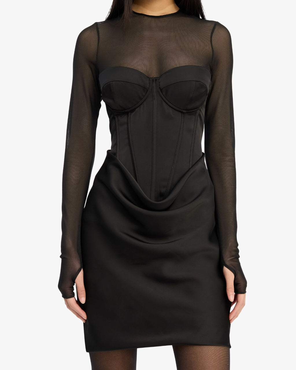 Satin Corset Mini Dress Black