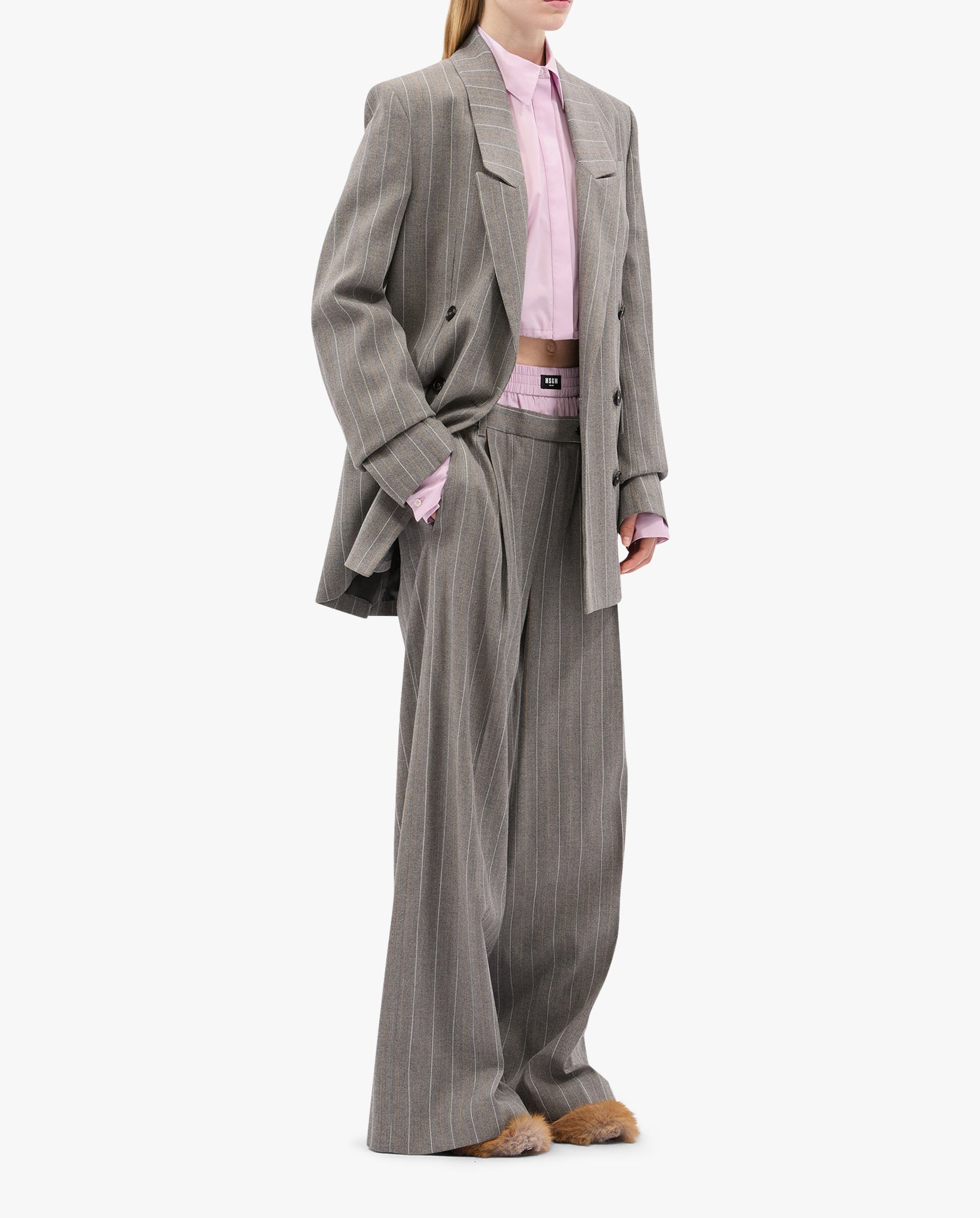 Pinstriped Chevron Pants