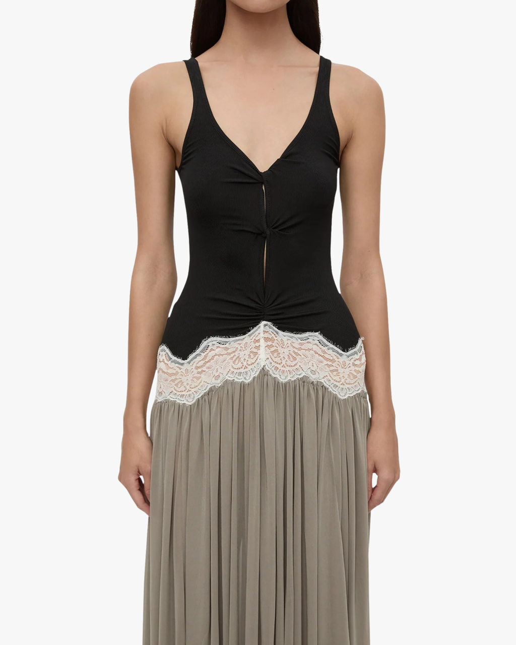 Open Twist Verner Lace Tank Dress Black
