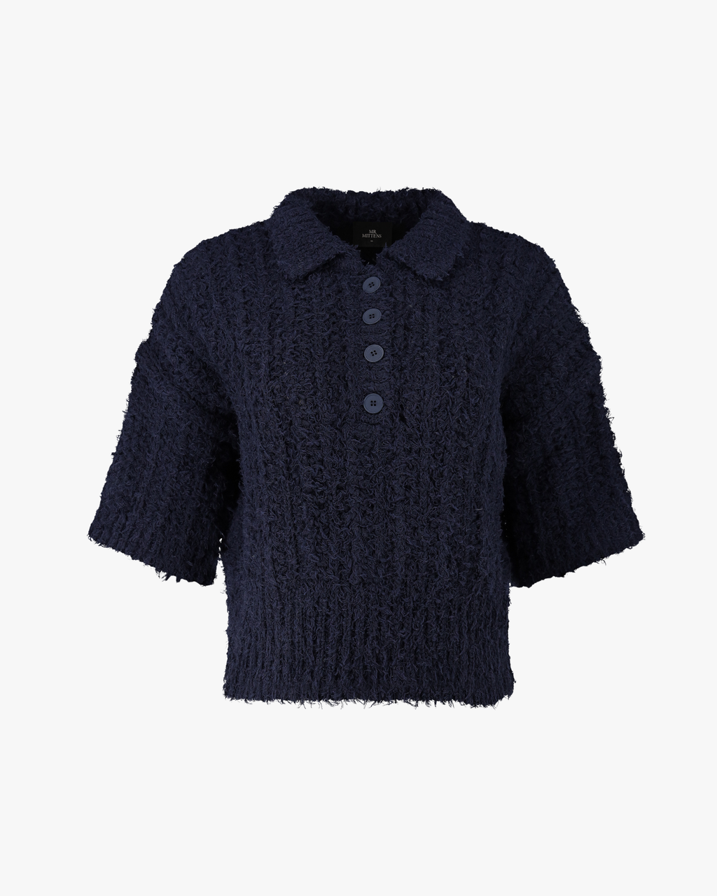 Clara Polo in maglia abbottonata blu navy