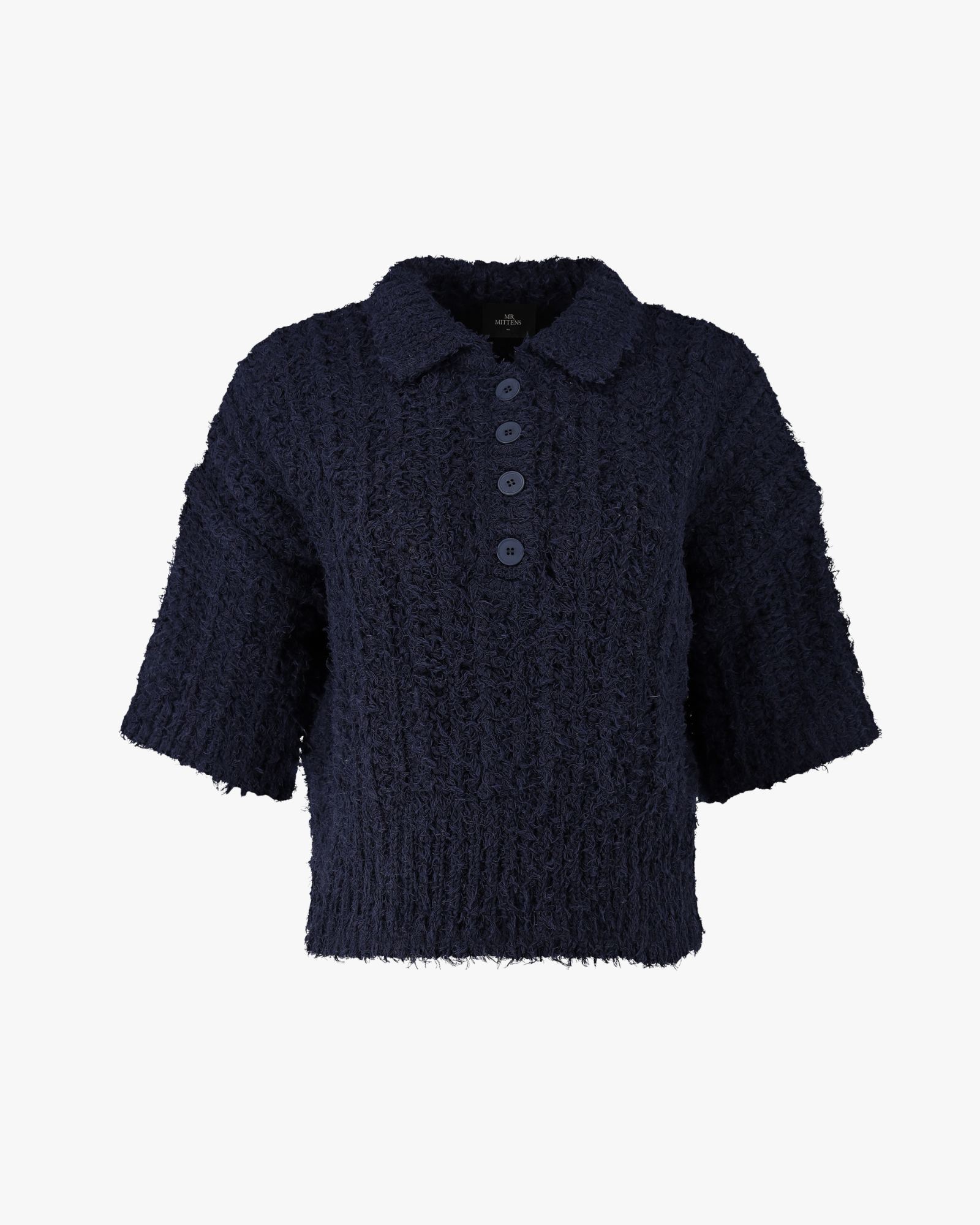 Clara Polo in maglia abbottonata blu navy