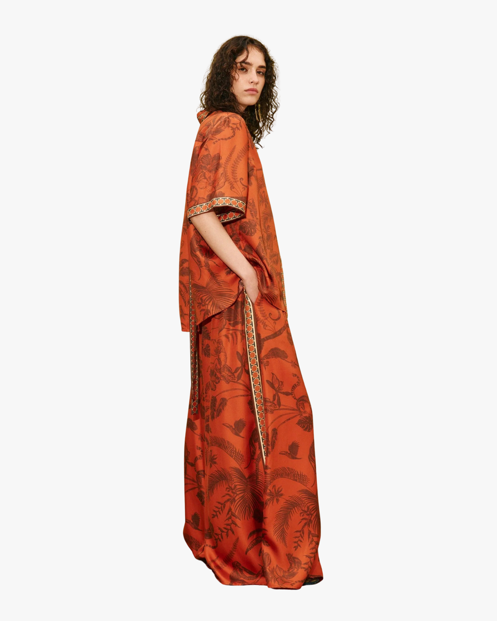 Monkey Dance Silk Palazzo Pant Rust