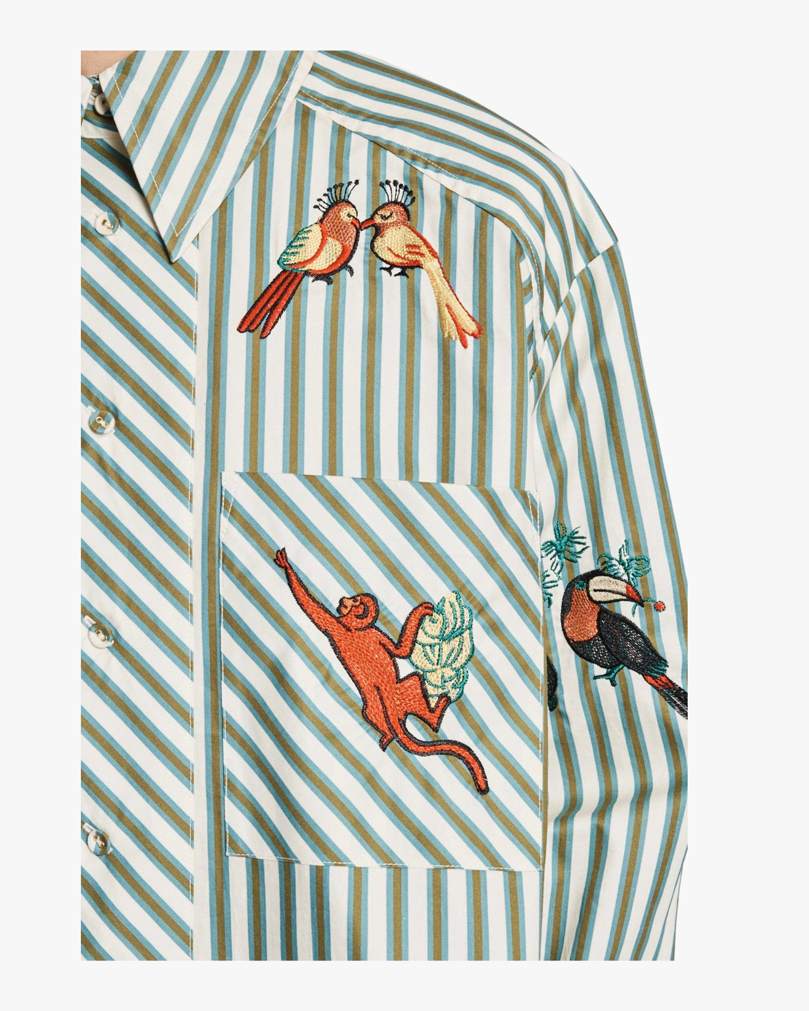 Bisou Embroidered Long Sleeve Shirt Stripe