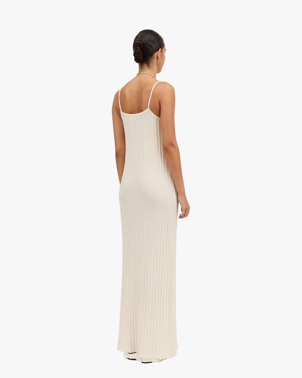 Kovy Wavy Knit Long Slim Cream Dress