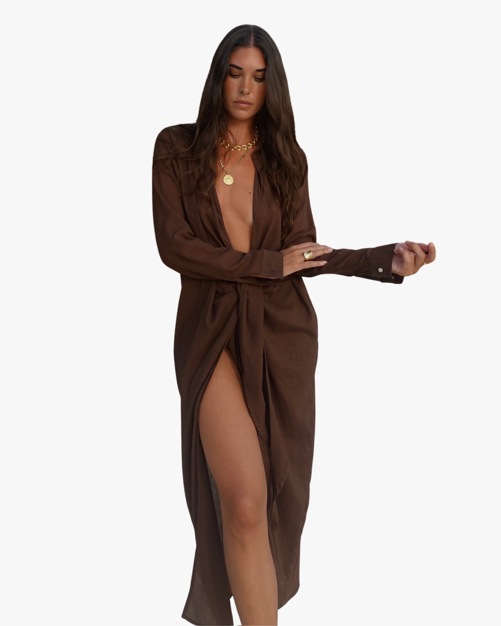 Dawa Long Dress Long Sleeve Brown