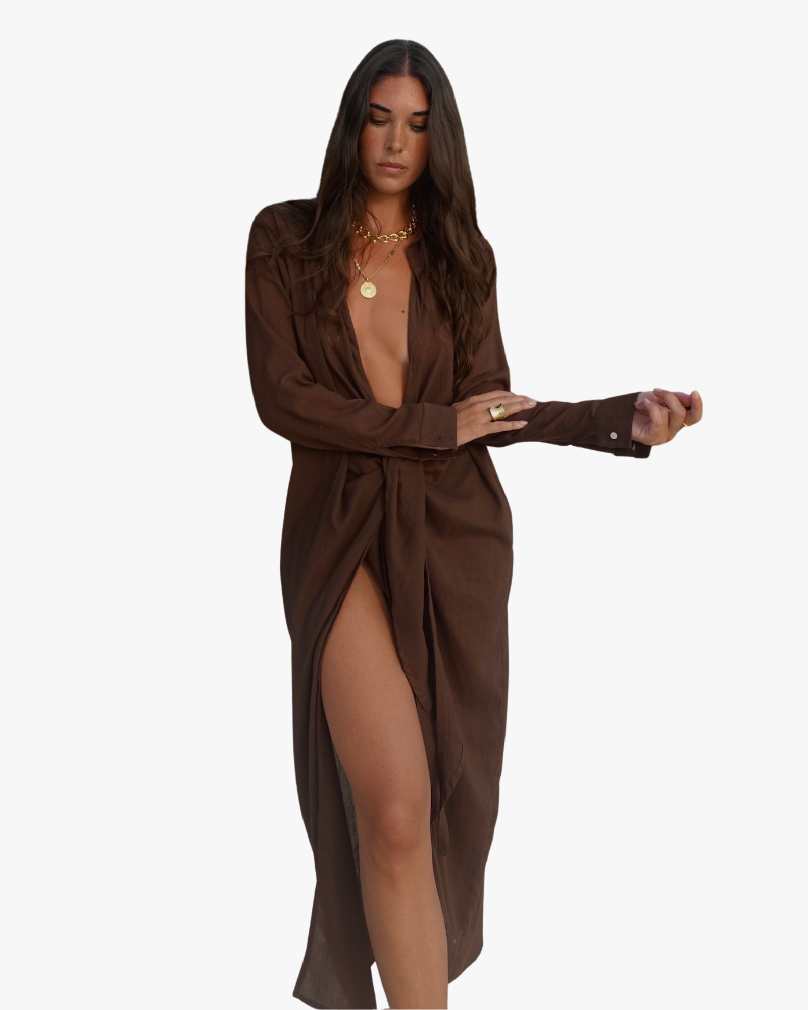 Dawa Long Dress Long Sleeve Brown