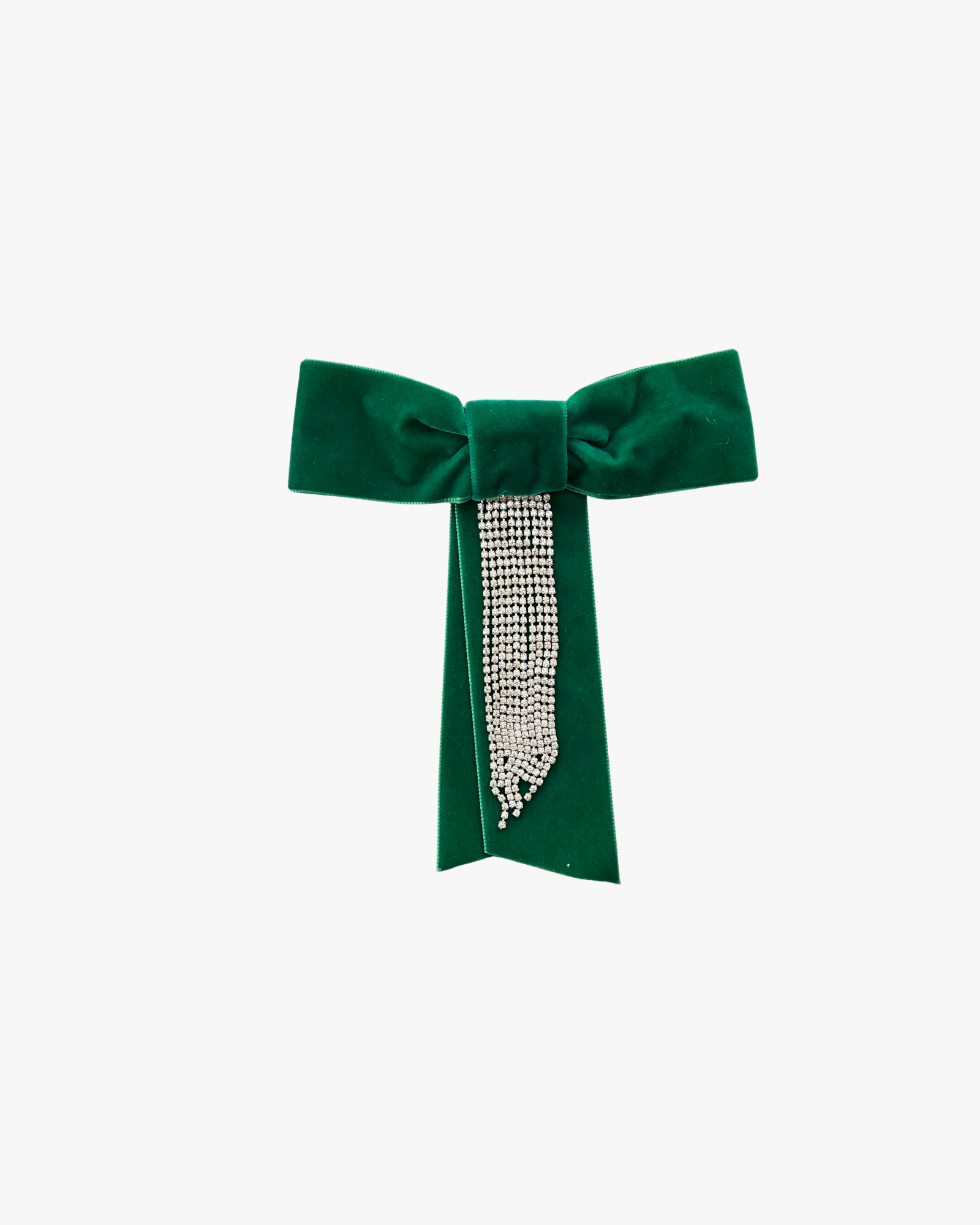 Bow Clip With Rhinestones Green