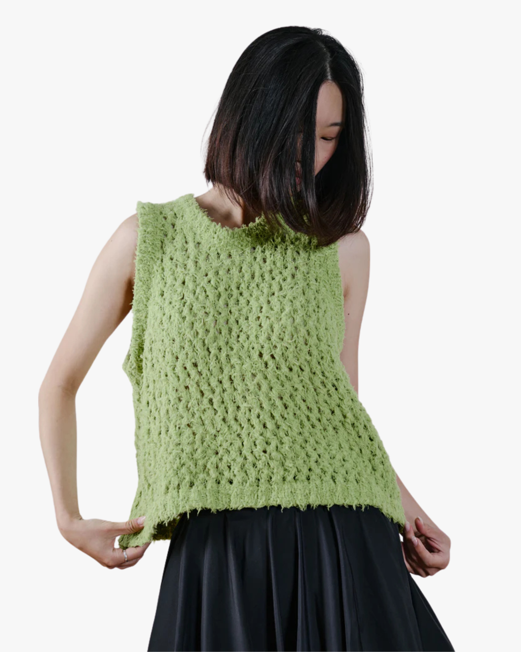 Top canotta in maglia Erin verde oliva