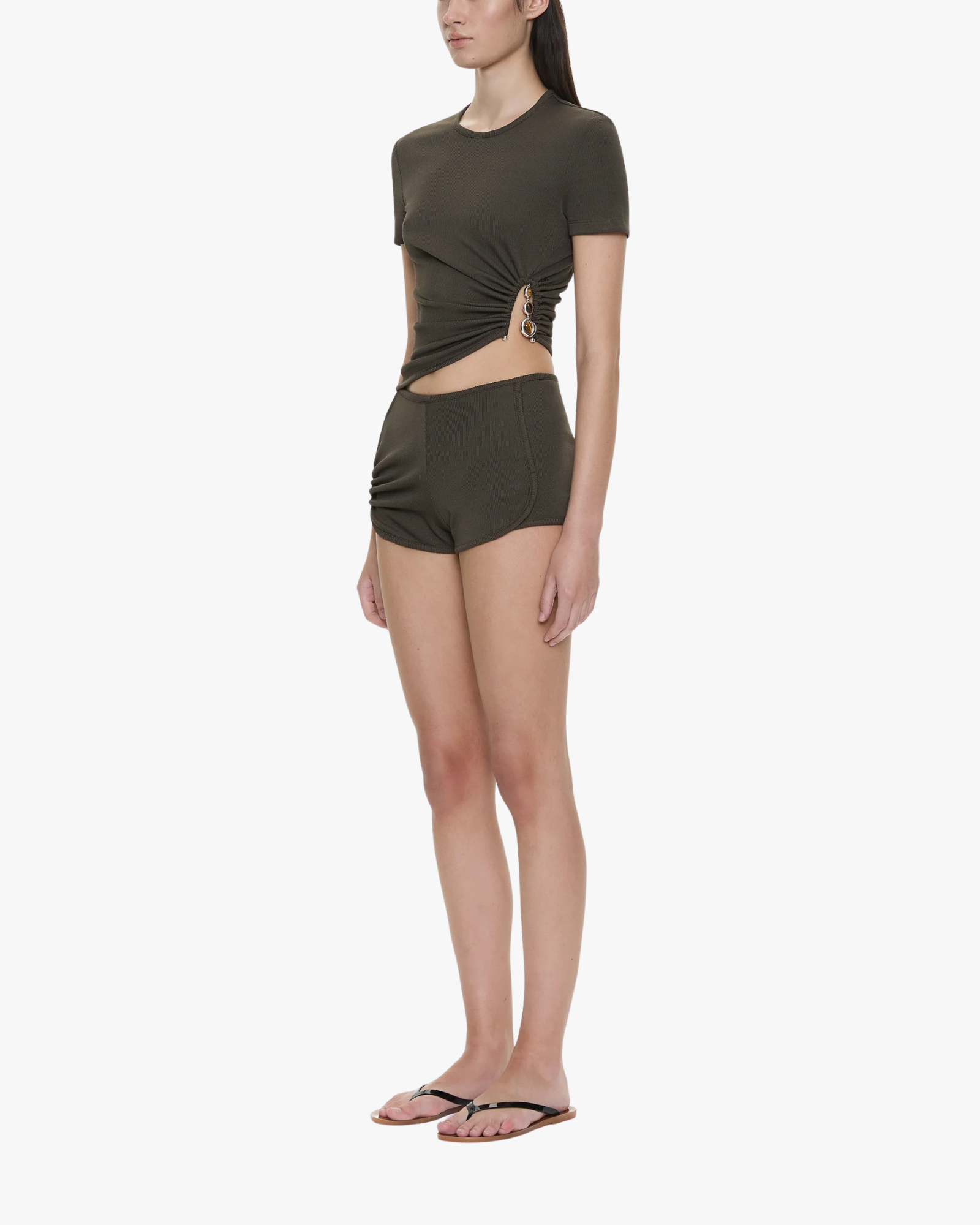 Droplet Crystal Ruched Tee Husk