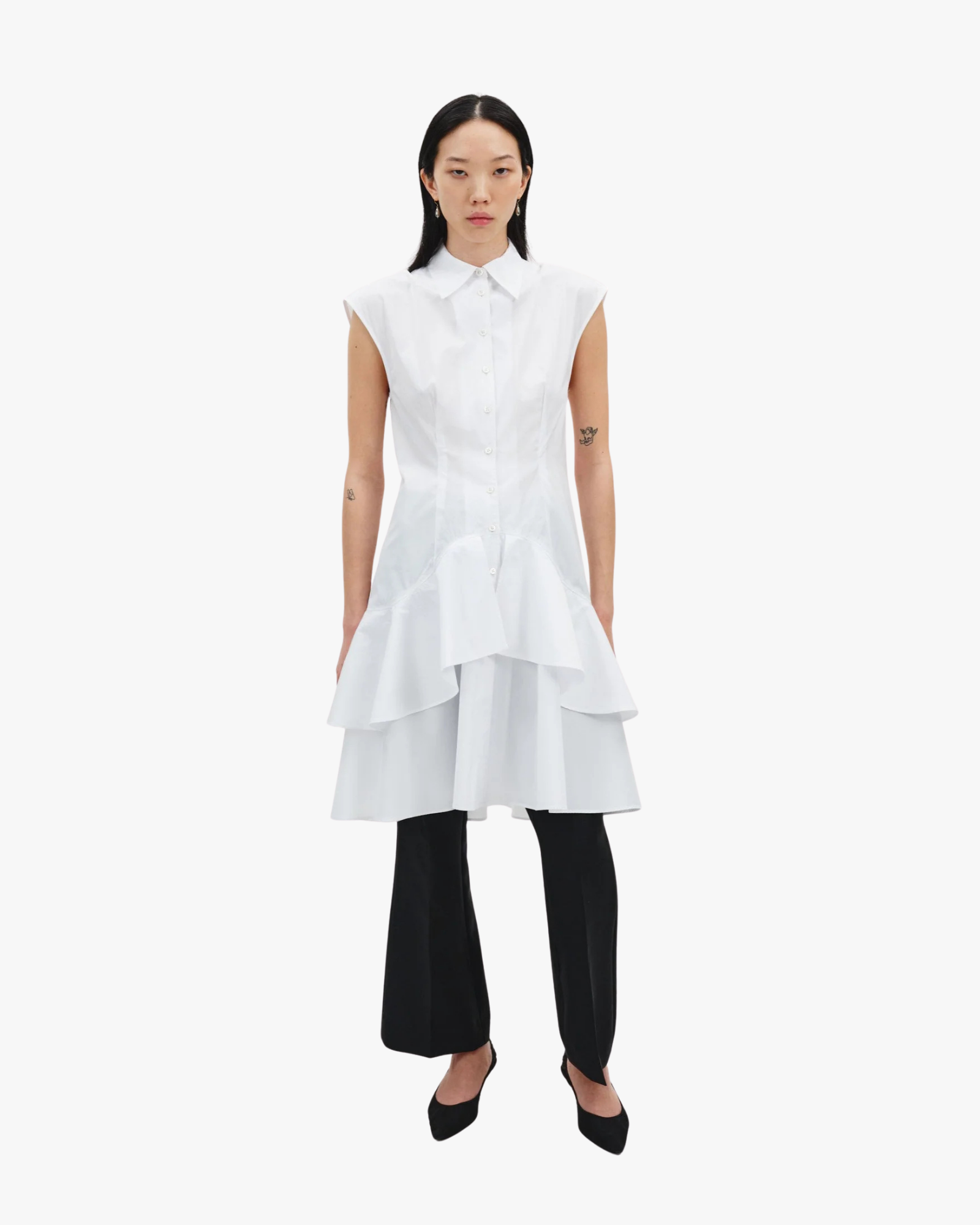 Volans Shirt Collar Cotton Dress