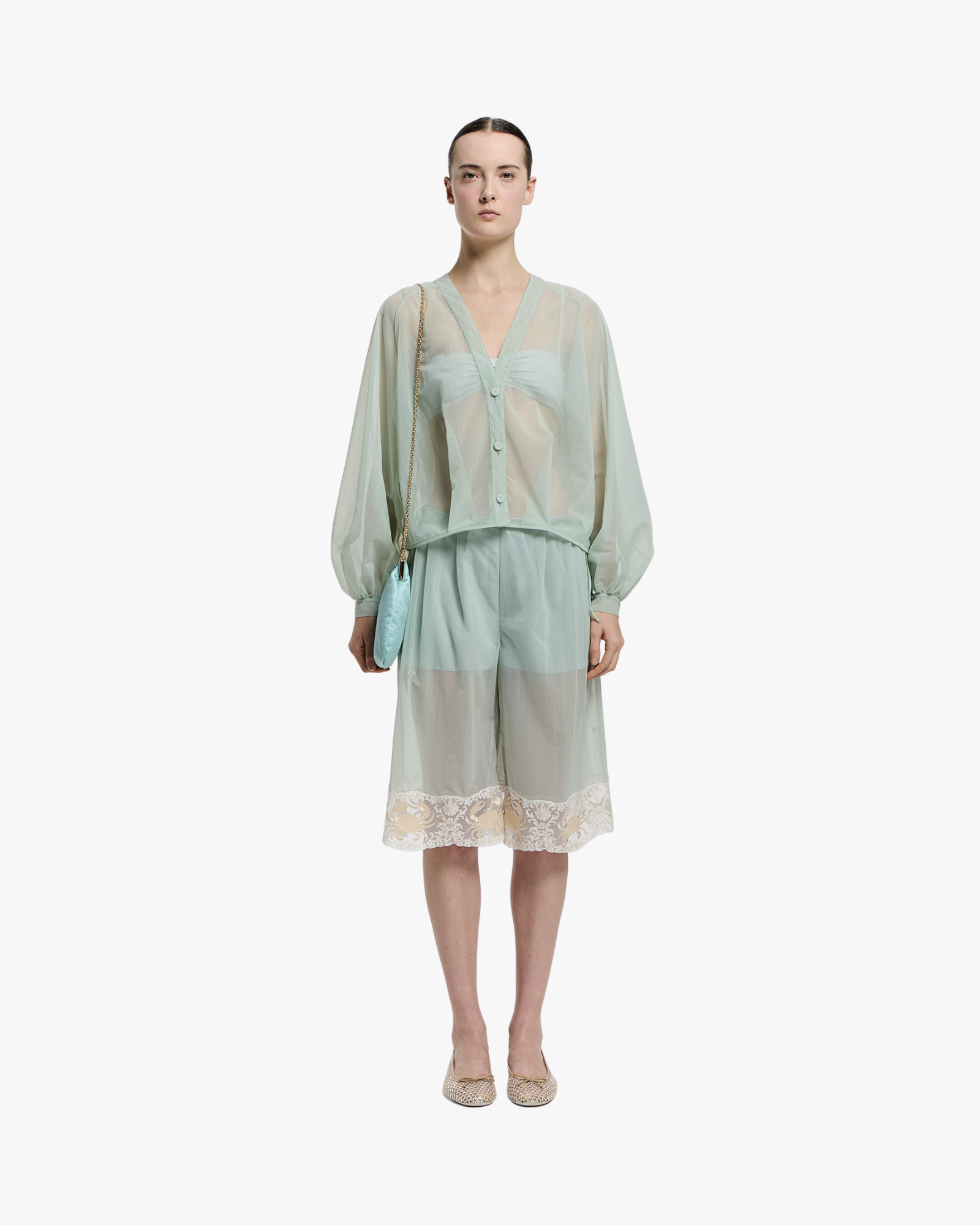 Lingerie-Style Bermuda in Mint