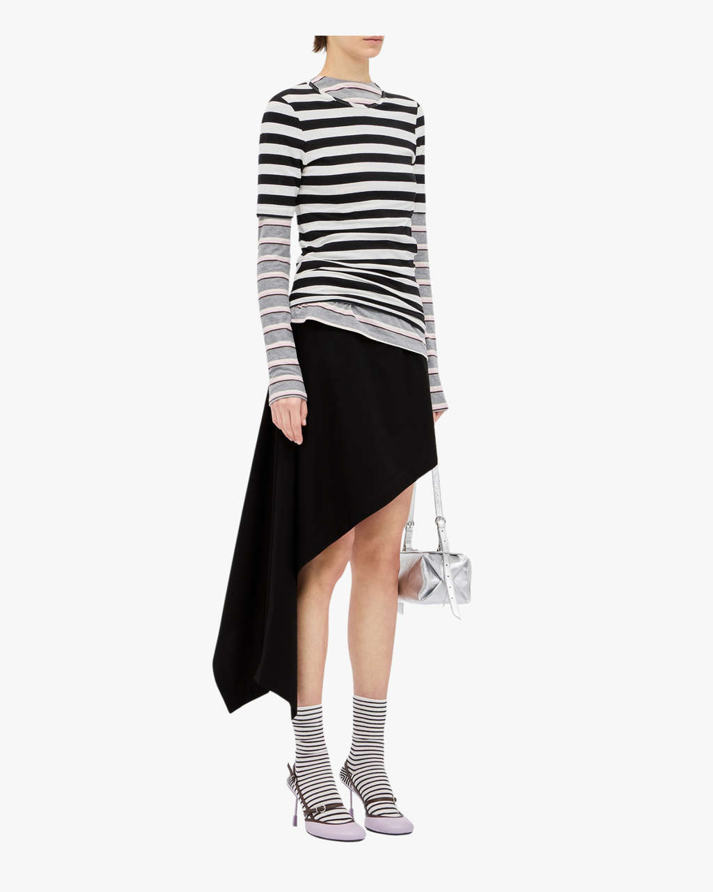 Black mini skirt with asymmetrical detail