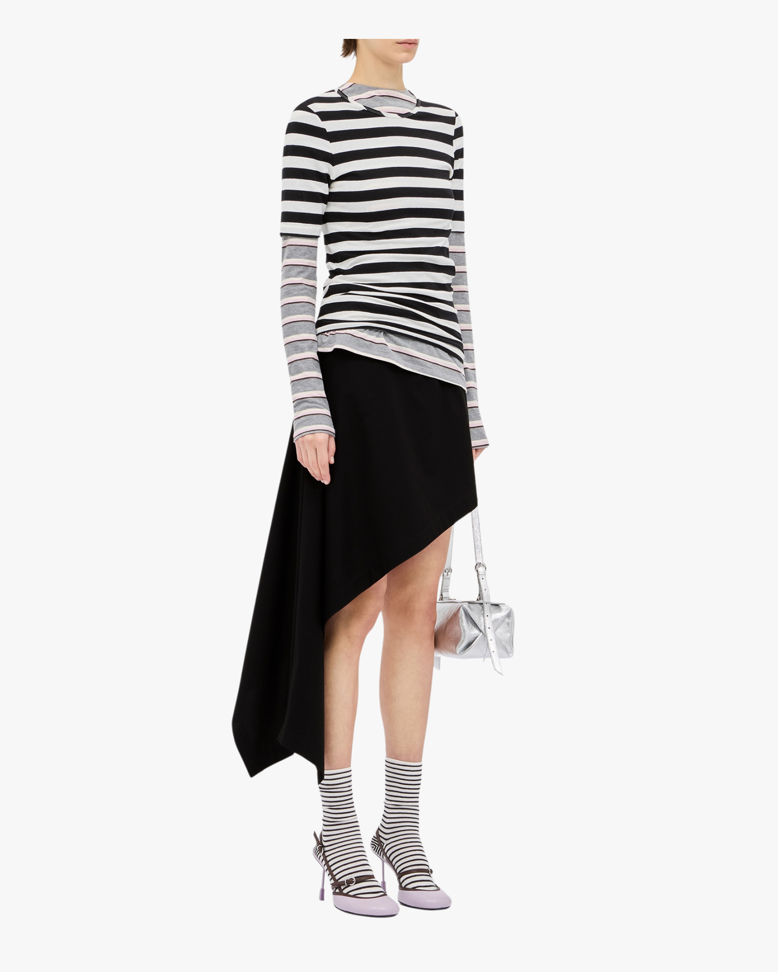 Black mini skirt with asymmetrical detail