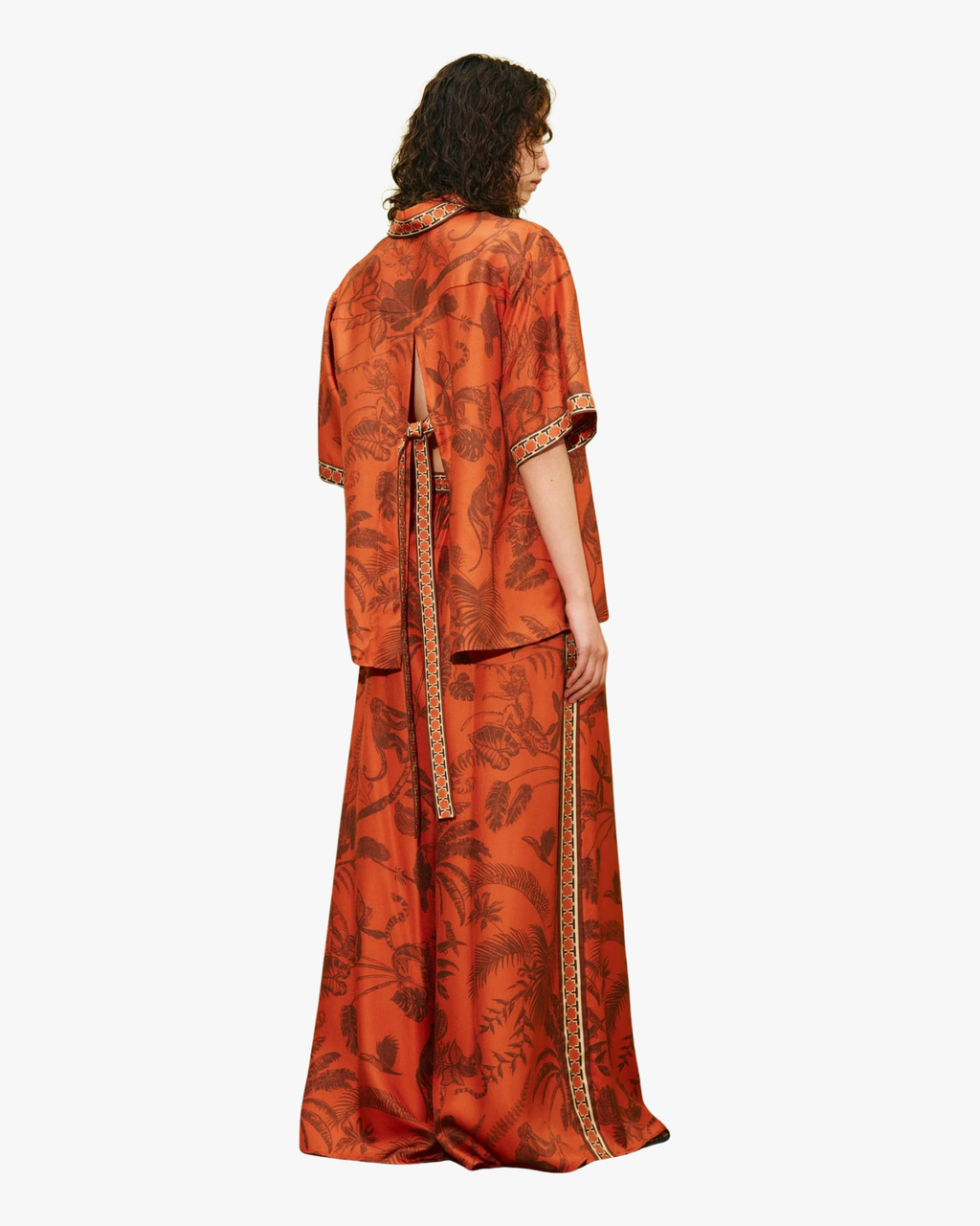 Relaxed Monkey Dance Silk Shirt Rust