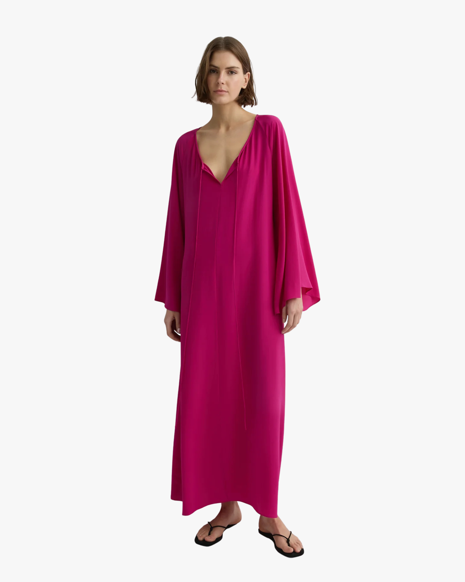 Orta Silk Tie-Front Tunic Magenta