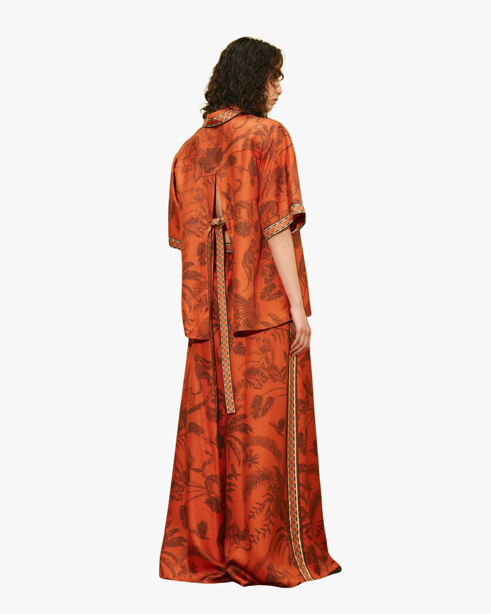 Monkey Dance Silk Palazzo Pant Rust
