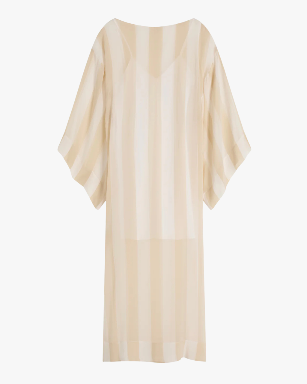Capri Silk Kimono Sleeve Maxi Ecru Stripe