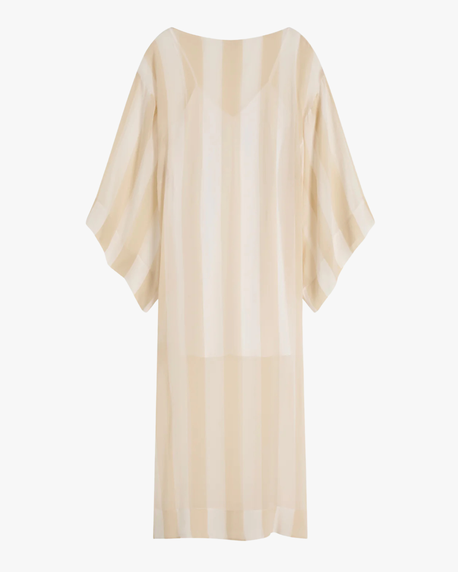 Capri Silk Kimono Sleeve Maxi Ecru Stripe
