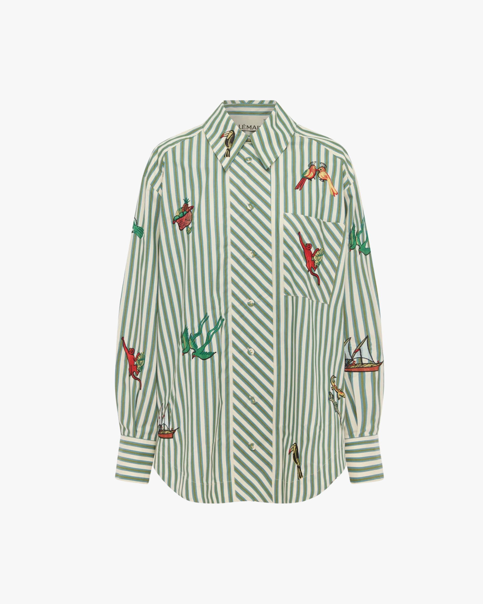 Bisou Embroidered Long Sleeve Shirt Stripe
