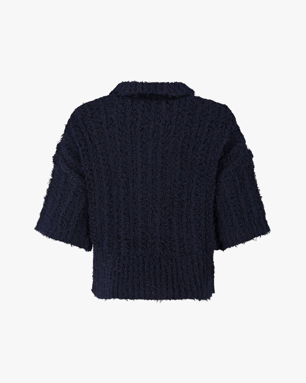 Clara Polo in maglia abbottonata blu navy