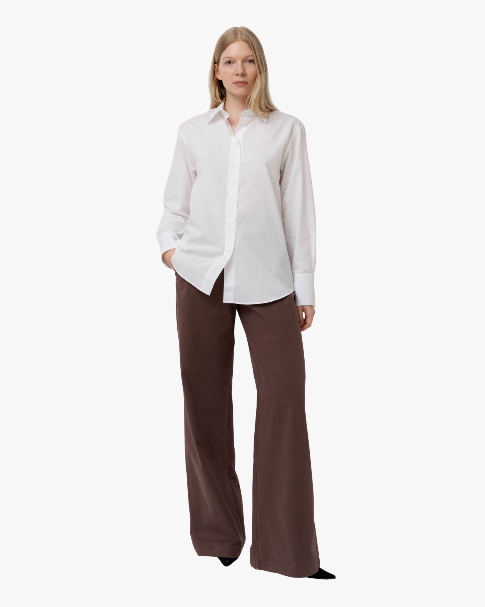 Organic Cotton Shirt Charli with Dropped Shoulder White