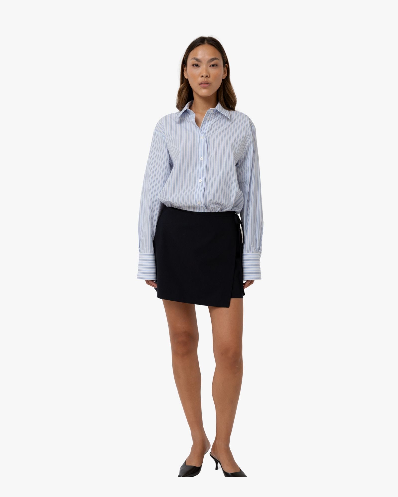 Mini Skirt Ella in Wrap Silhouette Navy Blue