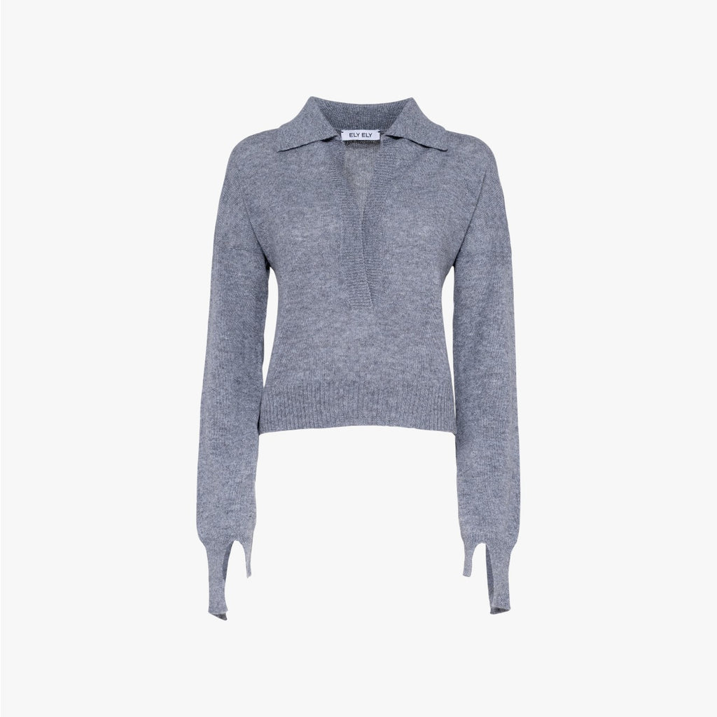Julia - Polo in Cashmere - Grey Melange