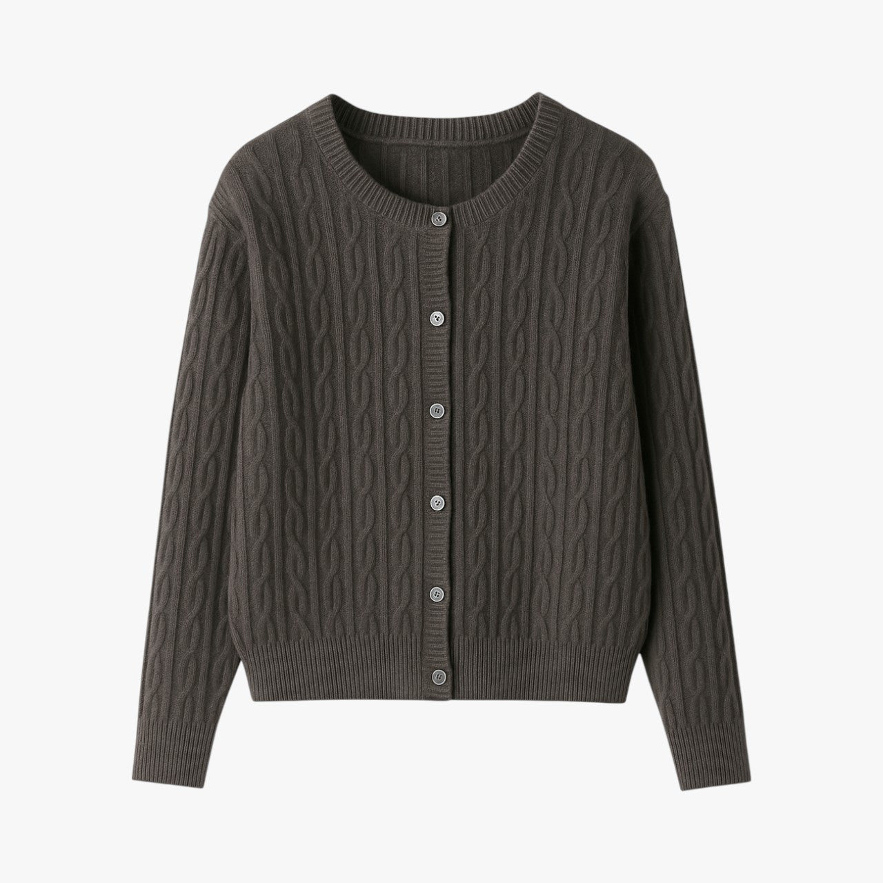 Knitted Cardigan With Embossed Braid Pattern