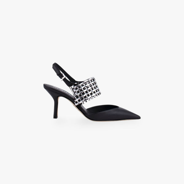 Noa 80 - Leather Slingback With Crystal Strap