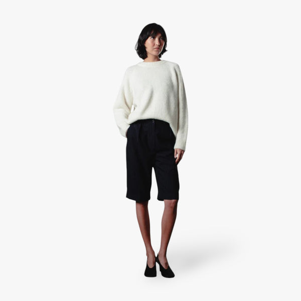 Crew-Neck Alpaca Sweater White