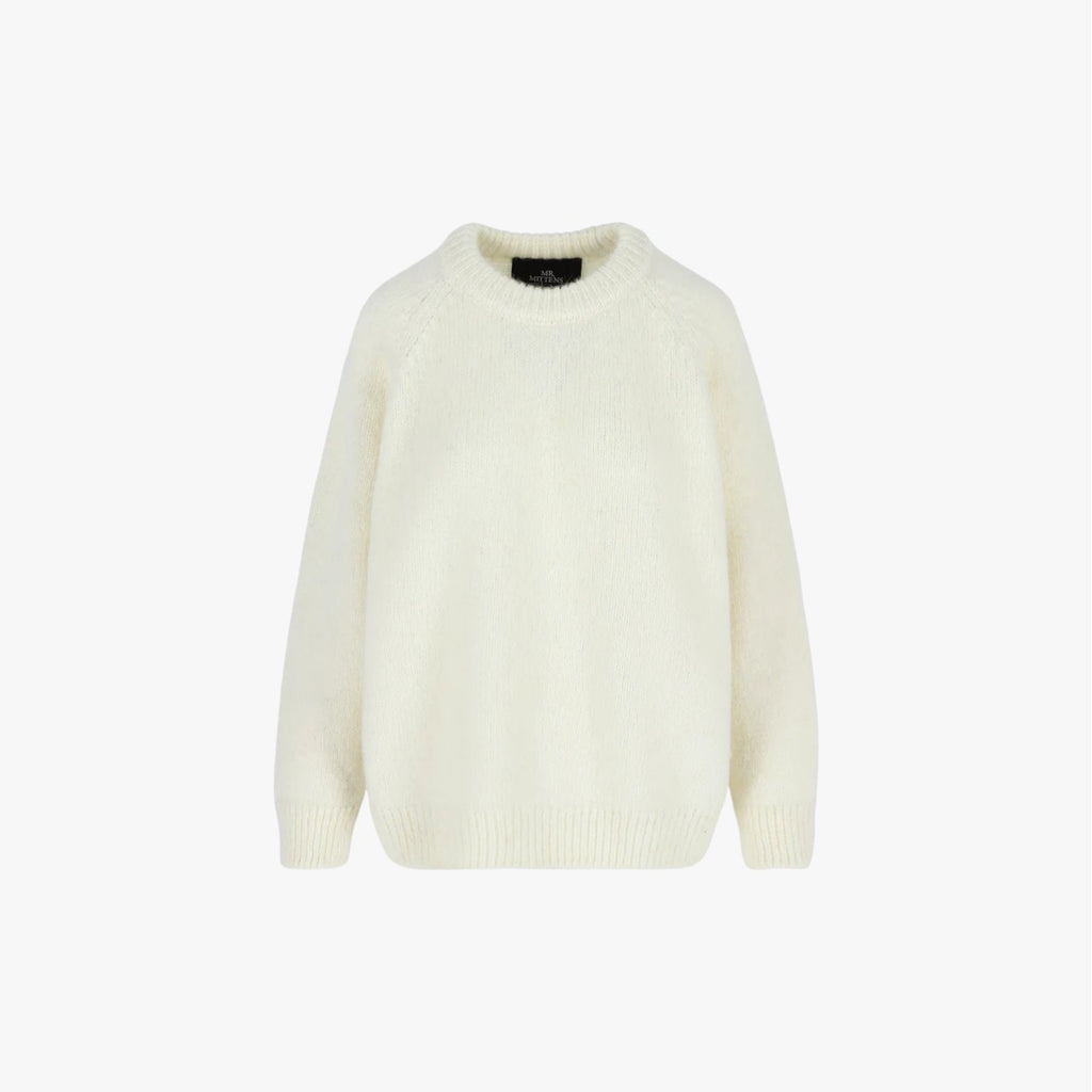 Crew-Neck Alpaca Sweater White