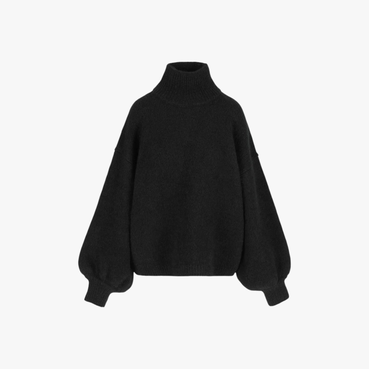 Mock-Neck Alpaca Sweater Black