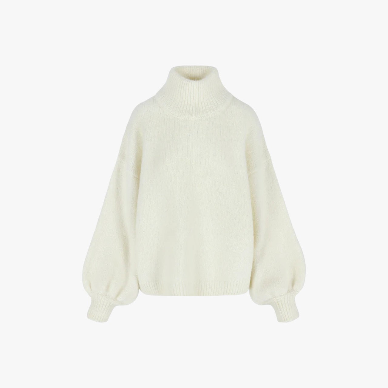 Mock-Neck Alpaca Sweater White