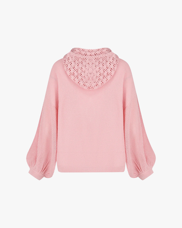 Bonnie Crochet Hood Jumper Pink