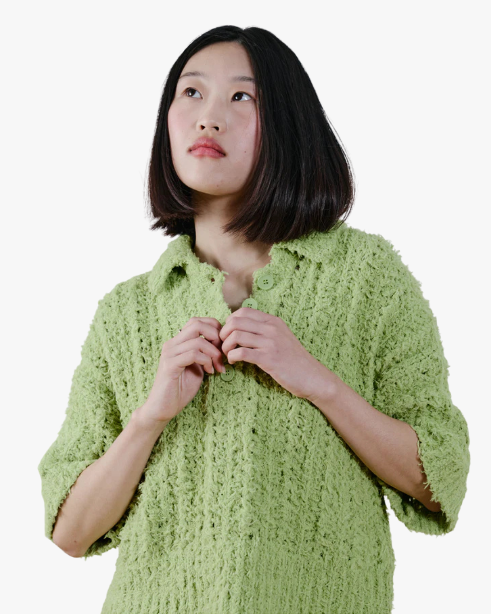 Polo Clara in maglia con bottoni oliva