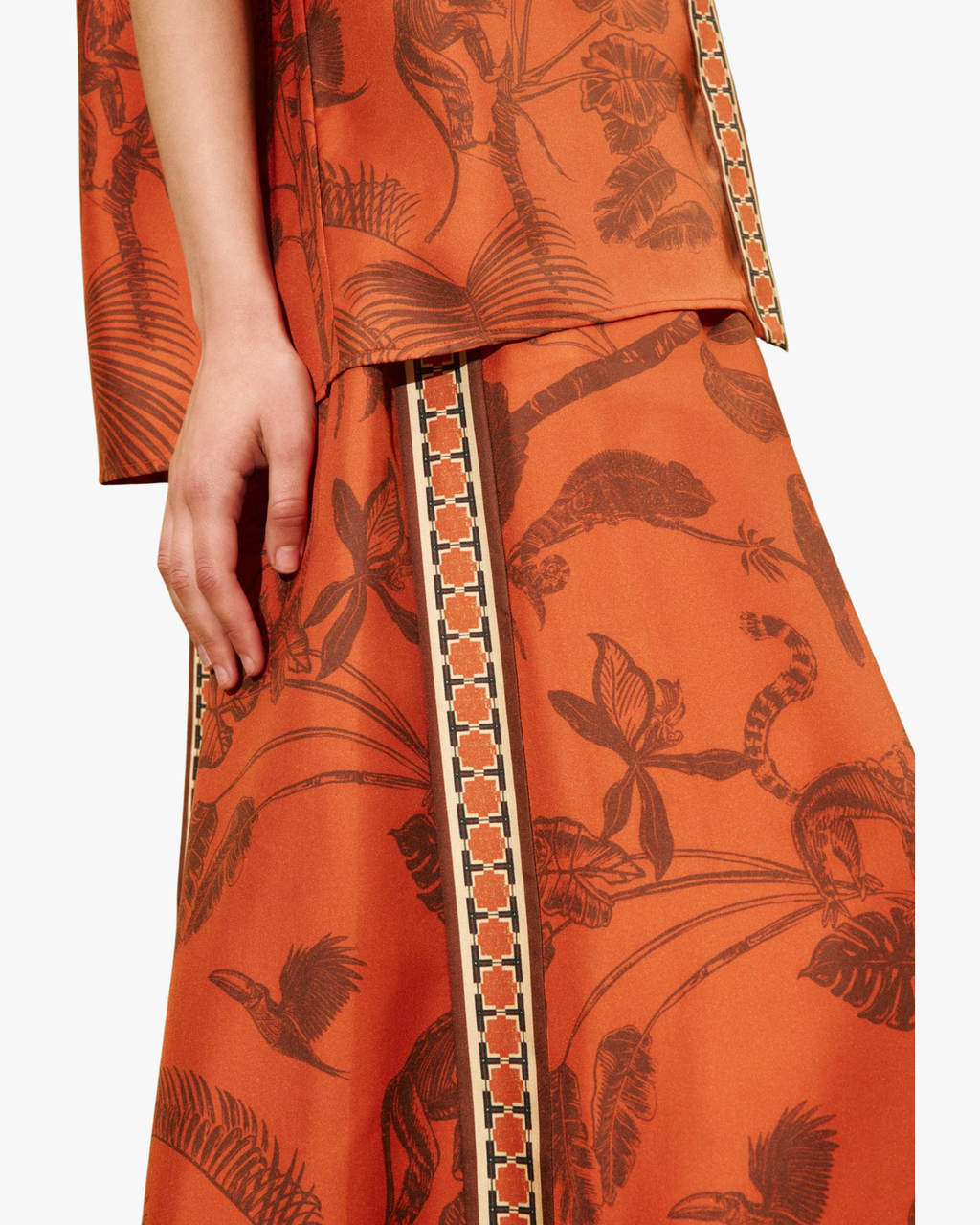 Monkey Dance Silk Palazzo Pant Rust