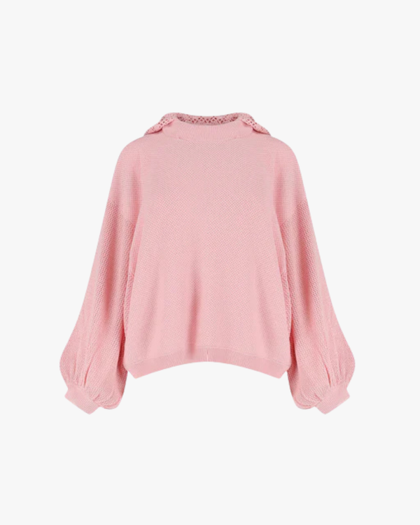 Bonnie Crochet Hood Jumper Pink