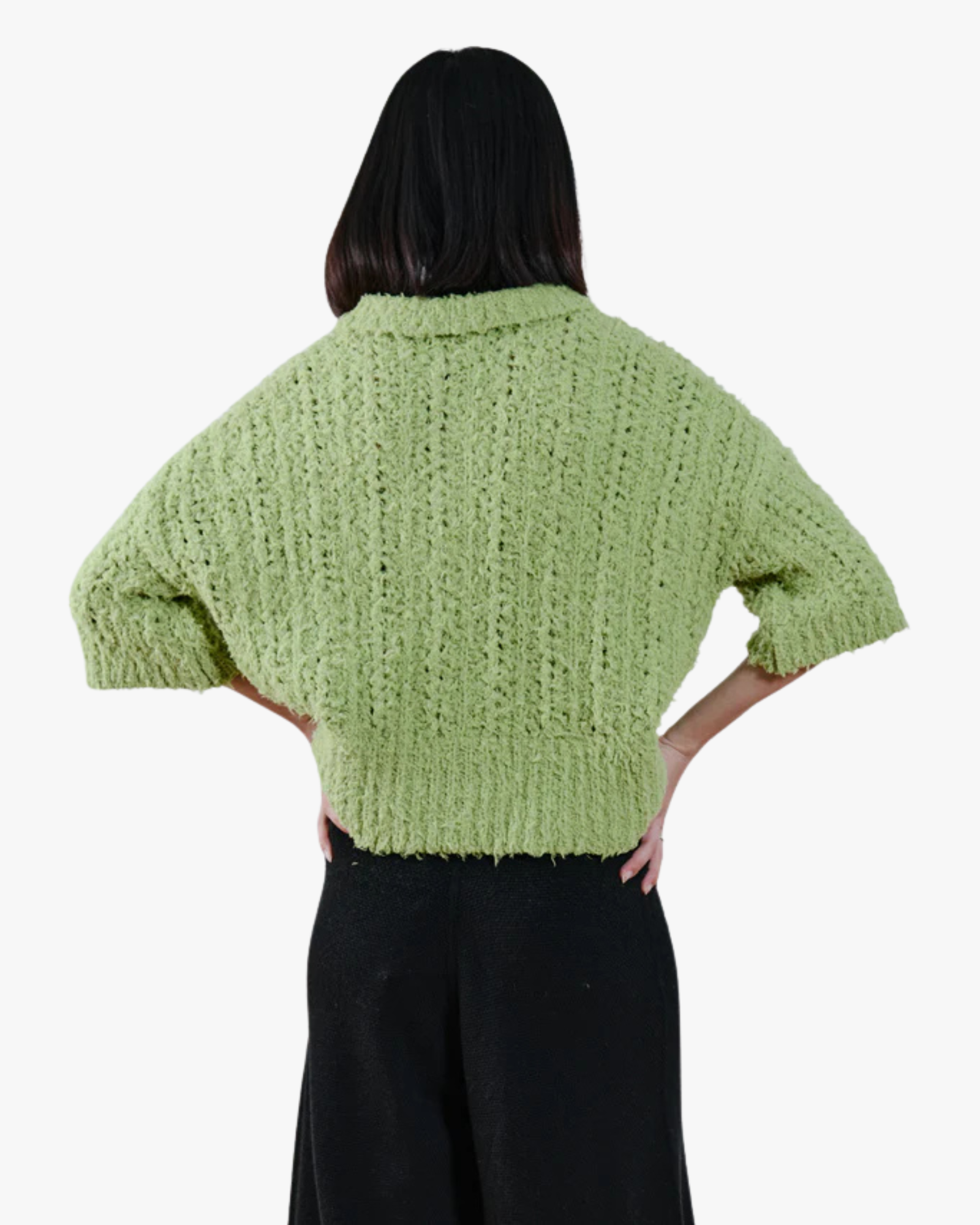 Polo Clara in maglia con bottoni oliva