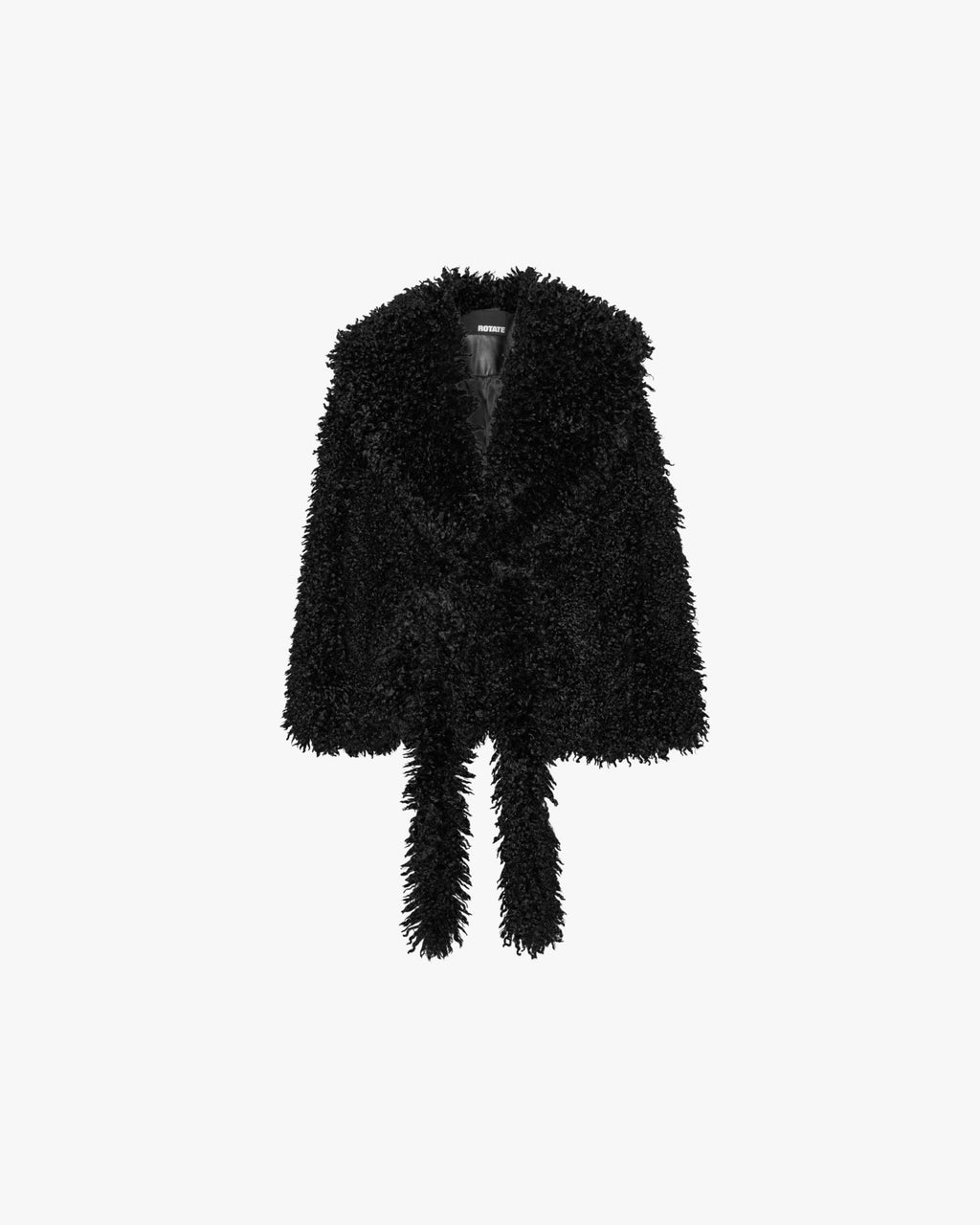 Faux Fur Belted Jacket Black