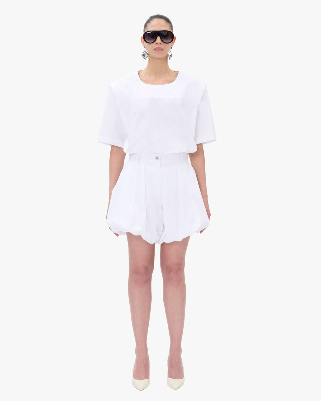 Dafne White Balloon Shorts