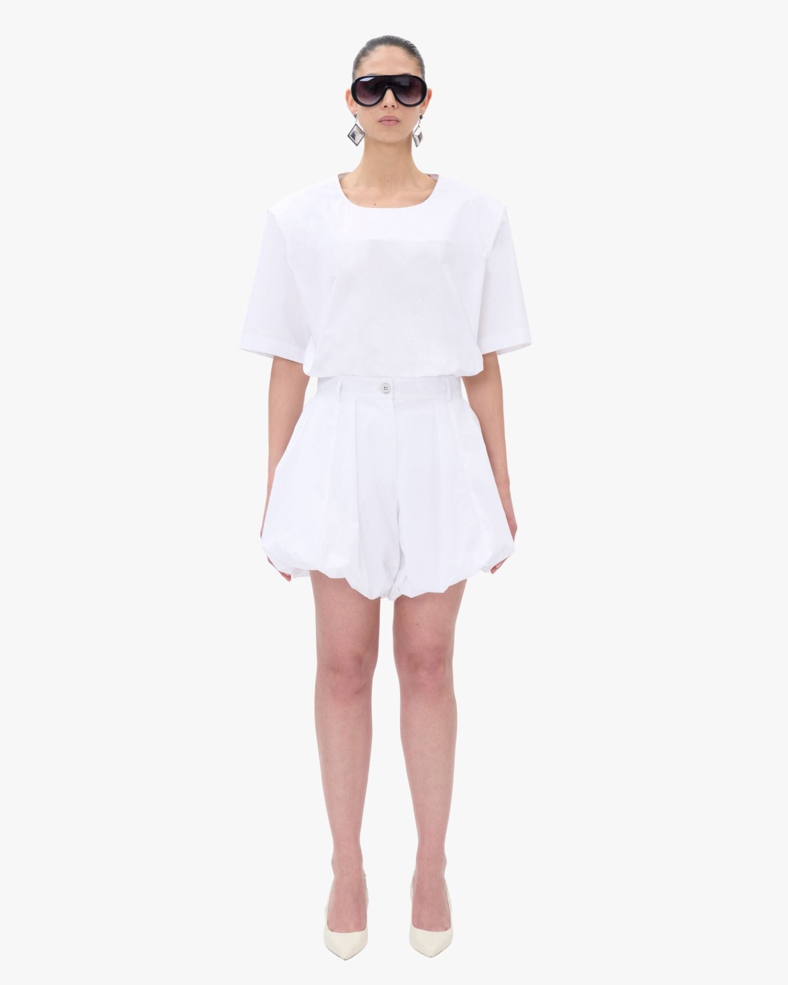 Dafne White Balloon Shorts