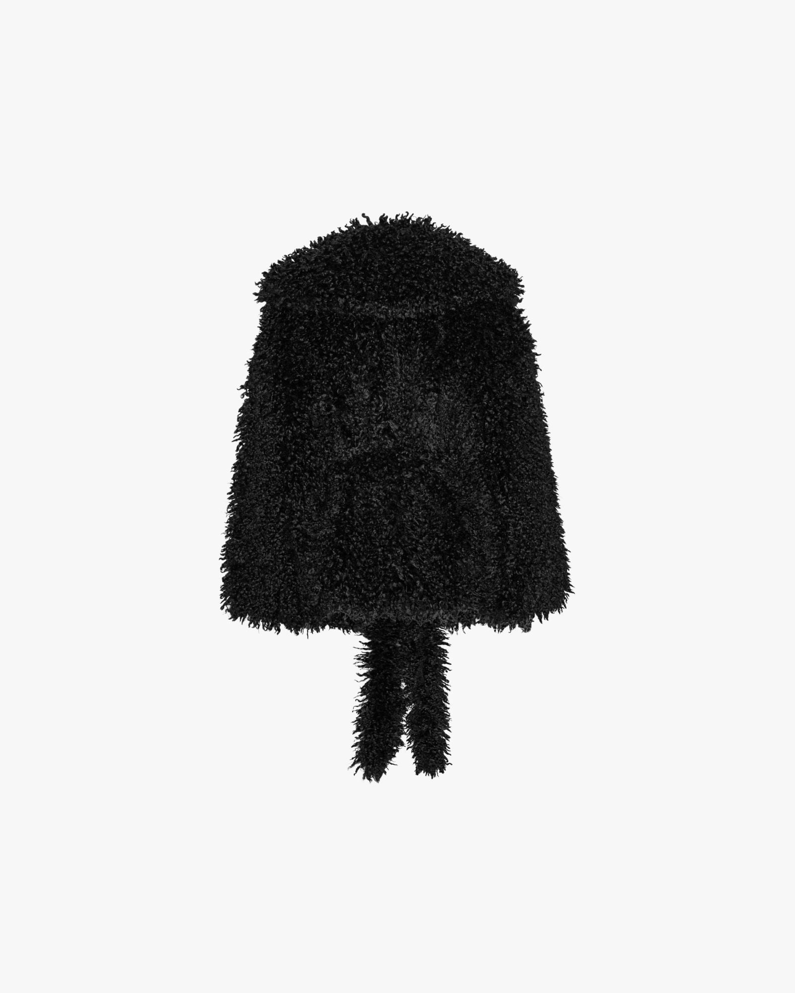 Faux Fur Belted Jacket Black